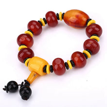 Load image into Gallery viewer, Natural Red Agate Bracelet Genuine Beads For Unisex Obsidian 3 Eyes Tibetan Dzi Beads Elastic Bracelet For Women Healing Crystal