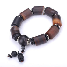 Load image into Gallery viewer, Natural Red Agate Bracelet Genuine Beads For Unisex Obsidian 3 Eyes Tibetan Dzi Beads Elastic Bracelet For Women Healing Crystal