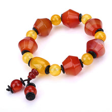 Load image into Gallery viewer, Natural Red Agate Bracelet Genuine Beads For Unisex Obsidian 3 Eyes Tibetan Dzi Beads Elastic Bracelet For Women Healing Crystal