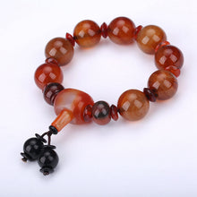Load image into Gallery viewer, Natural Red Agate Bracelet Genuine Beads For Unisex Obsidian 3 Eyes Tibetan Dzi Beads Elastic Bracelet For Women Healing Crystal