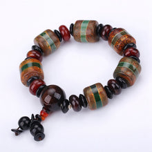 Load image into Gallery viewer, Natural Red Agate Bracelet Genuine Beads For Unisex Obsidian 3 Eyes Tibetan Dzi Beads Elastic Bracelet For Women Healing Crystal