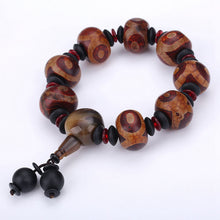 Load image into Gallery viewer, Natural Red Agate Bracelet Genuine Beads For Unisex Obsidian 3 Eyes Tibetan Dzi Beads Elastic Bracelet For Women Healing Crystal