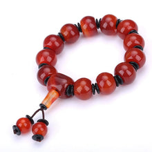 Load image into Gallery viewer, Natural Red Agate Bracelet Genuine Beads For Unisex Obsidian 3 Eyes Tibetan Dzi Beads Elastic Bracelet For Women Healing Crystal