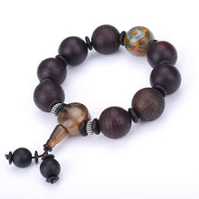 Load image into Gallery viewer, Natural Red Agate Bracelet Genuine Beads For Unisex Obsidian 3 Eyes Tibetan Dzi Beads Elastic Bracelet For Women Healing Crystal