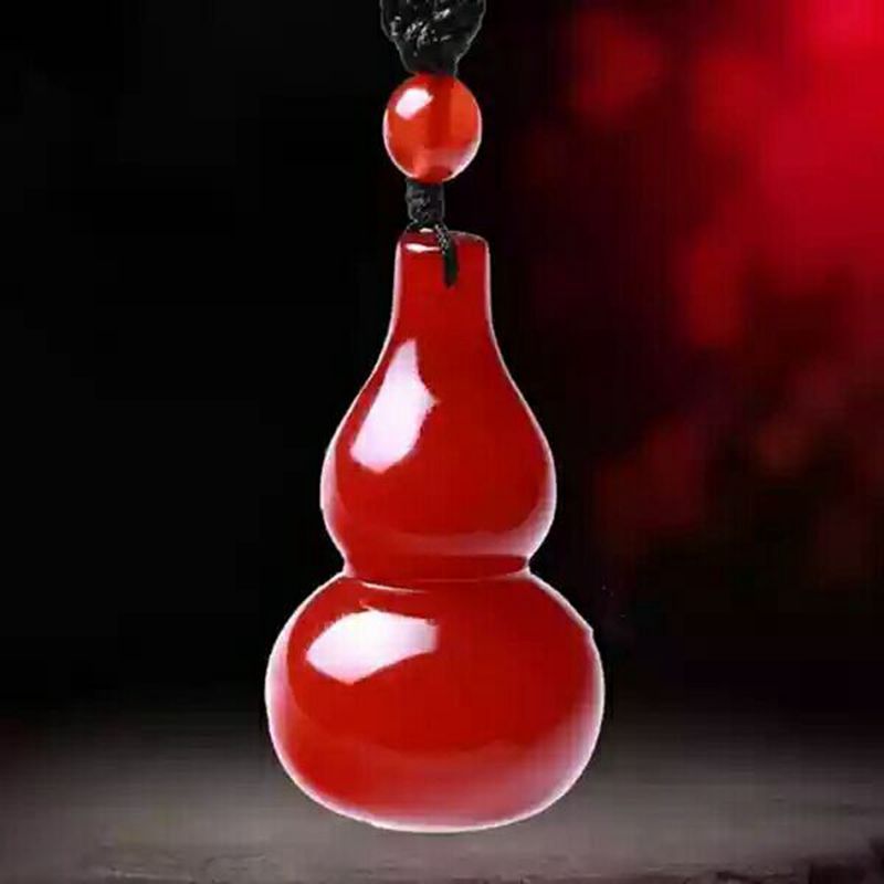 Natural Red Agate Chalcedony Gourd Pendant Necklace Sweater Chain Jewelry Gift Wholesale