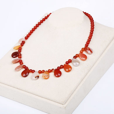 Collana da donna in agata rossa naturale Collana con pietre di potere di cristallo Gocce d'acqua Gioielli Collana etnica con moneta di unicorno Collana maschile per donne lunghe 