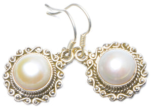 Natural River Pearl Handmade Unique 925 Sterling Silver Earrings 1.25 Y0646