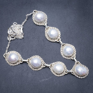 Natural River Pearl Handmade Unique 925 Sterling Silver Necklace 21 Y3465