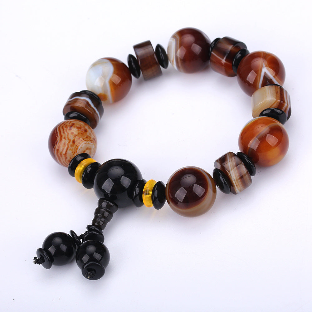 Natural Round Gem Stone Agates Onyx Men Bracelets Men Chalcedony Fashion Jewelry Power Chakra Love Energy Beads Prayer Bracelet