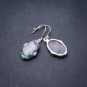 Natural Ruby Zoisite Handmade Unique 925 Sterling Silver Earrings 1.5 Y3670