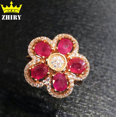 Natural Ruby gems stone ring Genuine 925 sterling silver ring women jewelry