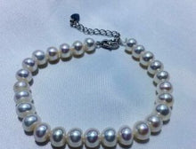 Load image into Gallery viewer, Natural Semiround Pearls Jewelry , 7-8mm Bread Round Pearl Bracelet 17cm Woman Beads Bangles Bracelets for Wedding