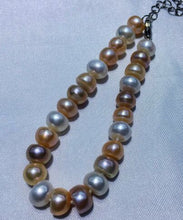 Load image into Gallery viewer, Natural Semiround Pearls Jewelry , 7-8mm Bread Round Pearl Bracelet 17cm Woman Beads Bangles Bracelets for Wedding