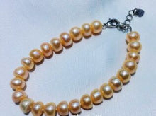Load image into Gallery viewer, Natural Semiround Pearls Jewelry , 7-8mm Bread Round Pearl Bracelet 17cm Woman Beads Bangles Bracelets for Wedding
