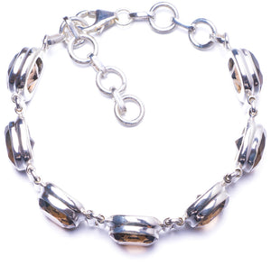 Natural Smoky Quartz Handmade Unique 925 Sterling Silver Bracelet 6 1/2-7 1/2 Y1323