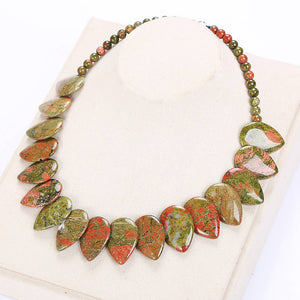 Natural Stone 3A Unakite Men Necklace Women Collares Mujer Choker Flower Pendant Charm Female Jewelry Girls Multilayer Necklace