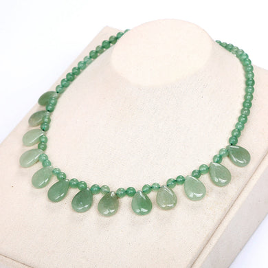 Natural Stone Blue Jade Crystal Necklace Water Drop Chocker Bohemia Maxi Diffuser Girls Necklace Bead Chain Women Jewelry Party