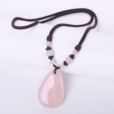 Natural Stone Charms Chakra Pendant Quartz Rock Pink Crystal Pendant Clear Chakra Gemstone Pendant Necklace Agate Gemstone Chain