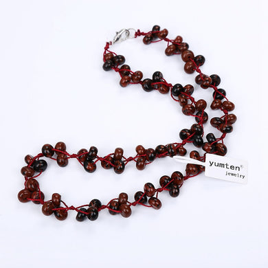 Collana in pietra naturale Collana intrecciata in pietra di cigno dorato Collana in pietra naturale con perline di cristallo Gioielli femminili Collana con perline in legno di erbacce 