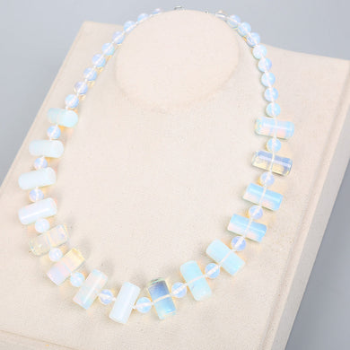 Natural Stone Necklace Women Pendant Necklace Opal Men Jewelry Ethnic Feather Hamsa Fashion Double Necklace Love Chain Clasp Za