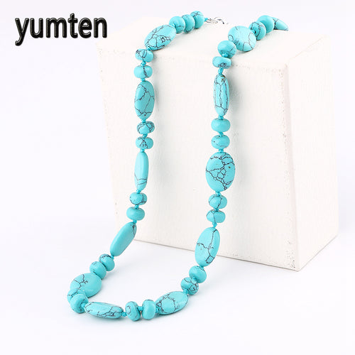 Natural Stone Prism Necklace Turquoise Short Necklace Pendant Necklace Geometry Amulet Necklace For Women Jewelry By 48cm