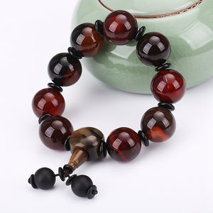 Natural Stone Round Agate Bracelet stone Natural Agate Pattern Beads elastic jade bracelet formen Fashion Jewelry Chinese charm