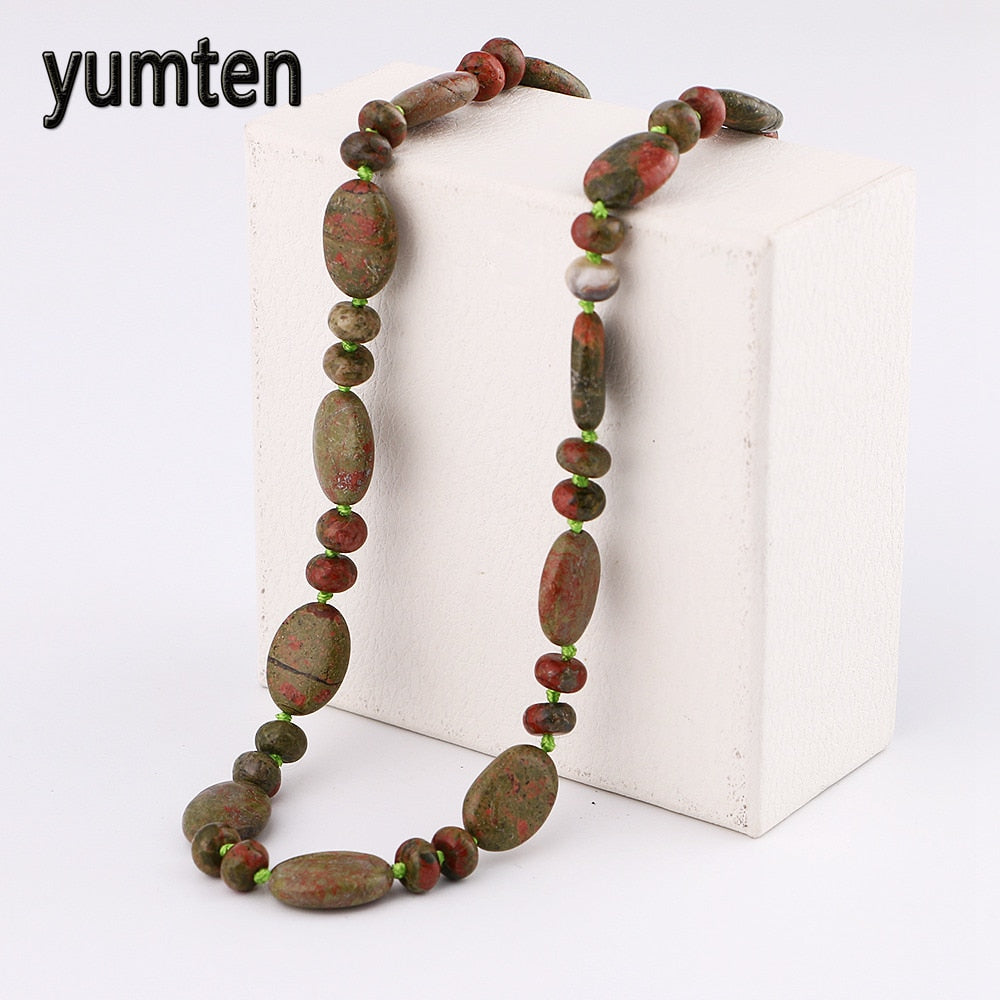 Natural Stone Round Beads Onyx Crystal Howlite Azurite Opal Malachite Quartz Necklace Power Stone women Crystal Women Jewelry