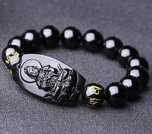 Natural Stones Black Obsidian Buddha Bracelet Crystal Quartz Round Bead Men Women Bracelet Healing Energy Gift Lucky Jewelry