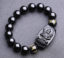 Load image into Gallery viewer, Natural Stones Black Obsidian Buddha Bracelet Crystal Quartz Round Bead Men Women Bracelet Healing Energy Gift Lucky Jewelry