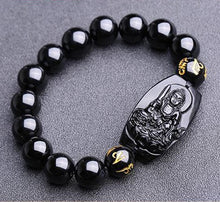 Load image into Gallery viewer, Natural Stones Black Obsidian Buddha Bracelet Crystal Quartz Round Bead Men Women Bracelet Healing Energy Gift Lucky Jewelry