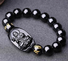Load image into Gallery viewer, Natural Stones Black Obsidian Buddha Bracelet Crystal Quartz Round Bead Men Women Bracelet Healing Energy Gift Lucky Jewelry