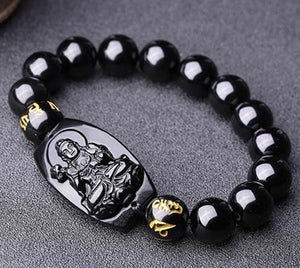 Natural Stones Black Obsidian Buddha Bracelet Crystal Quartz Round Bead Men Women Bracelet Healing Energy Gift Lucky Jewelry