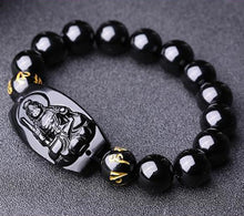 Load image into Gallery viewer, Natural Stones Black Obsidian Buddha Bracelet Crystal Quartz Round Bead Men Women Bracelet Healing Energy Gift Lucky Jewelry
