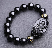Load image into Gallery viewer, Natural Stones Black Obsidian Buddha Bracelet Crystal Quartz Round Bead Men Women Bracelet Healing Energy Gift Lucky Jewelry