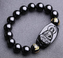 Load image into Gallery viewer, Natural Stones Black Obsidian Buddha Bracelet Crystal Quartz Round Bead Men Women Bracelet Healing Energy Gift Lucky Jewelry