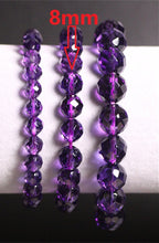 Load image into Gallery viewer, Natural Stones Brazil Amethyst Bracelet 64 Facet Purple Crystal Quartz Round Bead Men Women Bracelet Healing Energy Gift Jewelry