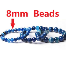 Carica l'immagine nel visualizzatore di Gallery, Natural Stones Sardonyx Blue Stripe Agate Bracelets Round Beads Bangle Men Women Crystal Quartz Jewelry Love Energy Gift