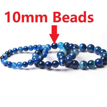 Carica l'immagine nel visualizzatore di Gallery, Natural Stones Sardonyx Blue Stripe Agate Bracelets Round Beads Bangle Men Women Crystal Quartz Jewelry Love Energy Gift