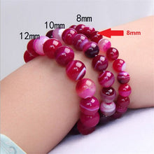 Carica l'immagine nel visualizzatore di Gallery, Natural Stones Sardonyx Red Stripe Agate Bracelets Round Beads Bangle Men Women Crystal Quartz Jewelry Love Energy Gift