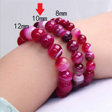 Carica l'immagine nel visualizzatore di Gallery, Natural Stones Sardonyx Red Stripe Agate Bracelets Round Beads Bangle Men Women Crystal Quartz Jewelry Love Energy Gift