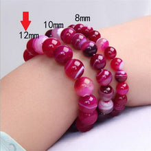 Carica l'immagine nel visualizzatore di Gallery, Natural Stones Sardonyx Red Stripe Agate Bracelets Round Beads Bangle Men Women Crystal Quartz Jewelry Love Energy Gift
