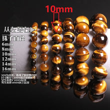 Load image into Gallery viewer, Natural Stones Yellow Tiger's eye Bracelet Crystal Quartz Round Bead Men Women Bracelet Healing Reiki Energy Gift Lucky Jewelry