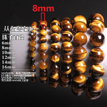 Load image into Gallery viewer, Natural Stones Yellow Tiger's eye Bracelet Crystal Quartz Round Bead Men Women Bracelet Healing Reiki Energy Gift Lucky Jewelry