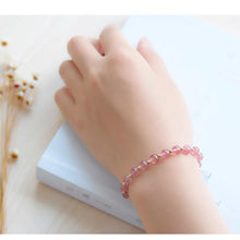 Load image into Gallery viewer, Natural Strawberry Crystal Rose Quartz Beaded Bracelets For Women 2 Types 925 Sterling Silver Chain Charm Bracelet