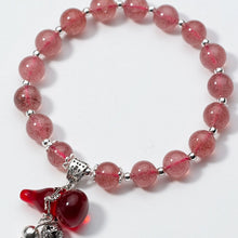 Load image into Gallery viewer, Natural Strawberry Crystal Round Beads Bracelet Fashion Cute Flower Bear Elephant Lotus Gourd Charms Bracelets For Women Jewelry