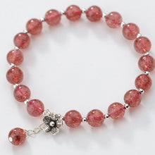 Load image into Gallery viewer, Natural Strawberry Crystal Round Beads Bracelet Fashion Cute Flower Bear Elephant Lotus Gourd Charms Bracelets For Women Jewelry