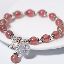 Load image into Gallery viewer, Natural Strawberry Crystal Round Beads Bracelet Fashion Cute Flower Bear Elephant Lotus Gourd Charms Bracelets For Women Jewelry