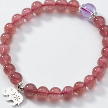 Load image into Gallery viewer, Natural Strawberry Crystal Round Beads Bracelet Fashion Cute Flower Bear Elephant Lotus Gourd Charms Bracelets For Women Jewelry