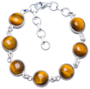 Natural Tiger Eye Handmade Unique 925 Sterling Silver Bracelet 7-8 1/4 Y0042