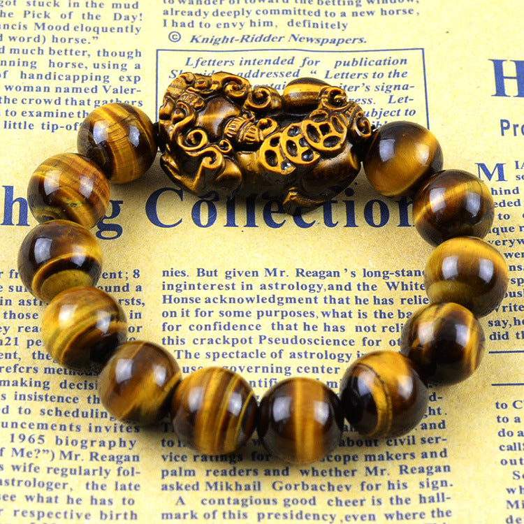 Natural Tiger's eye Beads Stone Bracelet with pi xiu beads ,fashion beads jewelry,hot wholesale Jewelry Bracelets
